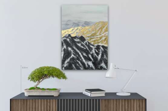 Golden Mountains Acrylic and gold leaf Impasto Abstract art Finland 2022 - photo 4