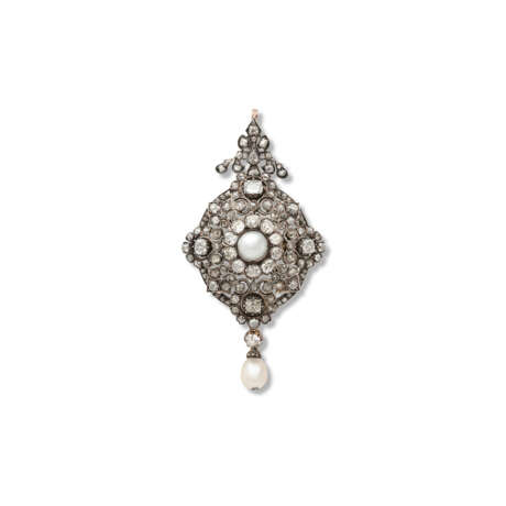 PENDENTIF DÉBUT XIX SIÈCLE PERLES FINES ET DIAMANTS - photo 1