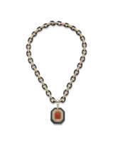 POIRAY COLLIER DIAMANTS, CORAIL, OR ET ACIER