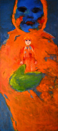With a small doll of the touching cheerful Canvas Oil paint Postmodern 2000 - photo 1