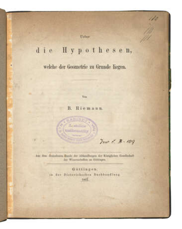 RIEMANN, Georg Friedrich Bernhard (1826-1866) - photo 2
