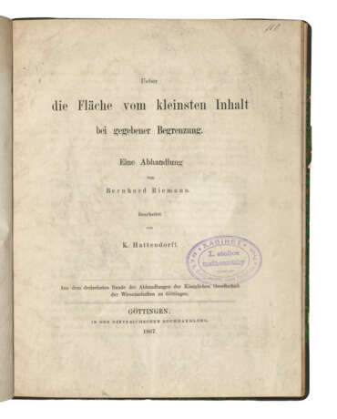 RIEMANN, Georg Friedrich Bernhard (1826-1866) - photo 3