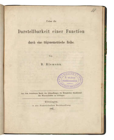 RIEMANN, Georg Friedrich Bernhard (1826-1866) - photo 4