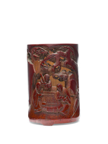 A CARVED BAMBOO 'GO PLAYERS' BRUSHPOT - photo 1