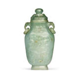 A JADEITE ARCHAISTIC BALUSTER VASE AND COVER - фото 6