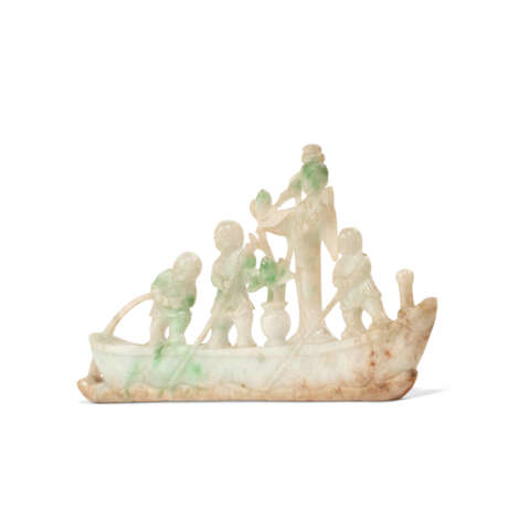 A JADEITE 'IMMORTAL AND ATTENDANTS' GROUP - Foto 3