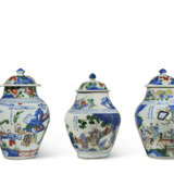 TWO WUCAI 'FIGURAL' BALUSTER JARS AND COVERS AND A WUCAI 'ELEPHANT' BALUSTER JAR AND COVER - фото 3