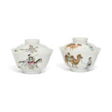 A PAIR OF FAMILLE ROSE 'CAMEL, GROOM AND MANCHU OFFICIAL' BOWLS AND COVERS - photo 1
