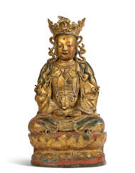 A GILT-LACQUERED BRONZE FIGURE OF GUANYIN