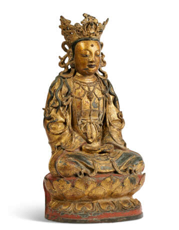 A GILT-LACQUERED BRONZE FIGURE OF GUANYIN - Foto 2