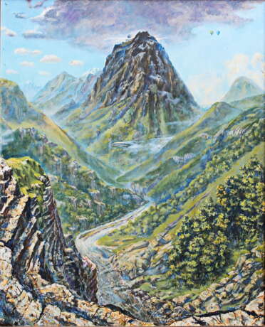 Monte Noire Karton Ölfarbe Surrealismus Landschaftsmalerei 2005 - Foto 1