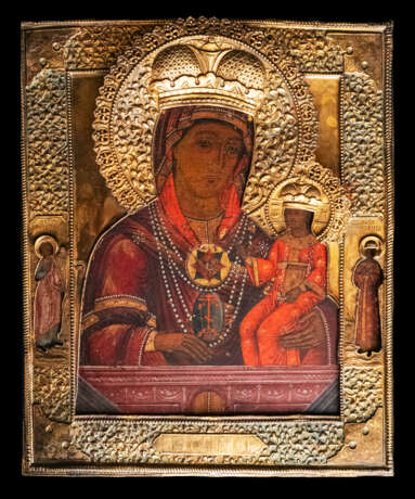 Казанской Богоматери Silver иконопись темперой религиозный каноничная икона Russia 19 век - photo 1