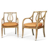 A PAIR OF ENGLISH CREAM-PAINTED AND PARCEL-GILT OPEN ARMCHAIRS - photo 1