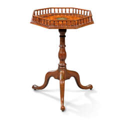 A GEORGE II BRASS-INLAID PADOUK AND GUADELOUPE OCTAGONAL TRIPOD TABLE
