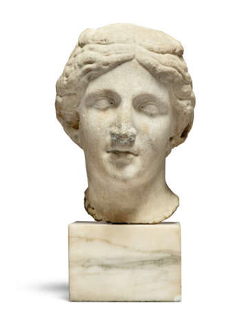 A WHITE MARBLE HEAD OF A WOMAN - photo 2