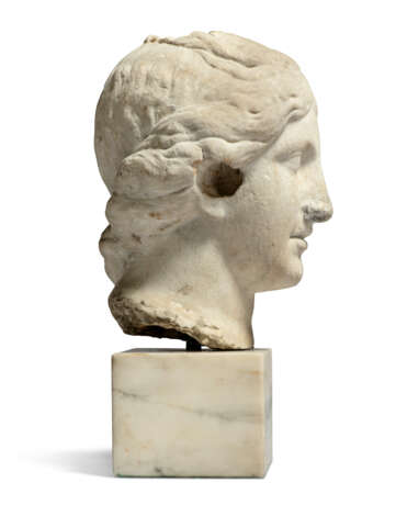 A WHITE MARBLE HEAD OF A WOMAN - photo 3