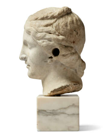 A WHITE MARBLE HEAD OF A WOMAN - фото 4