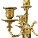 A PAIR OF EMPIRE ORMOLU AND PATINATED-BRONZE THREE-BRANCH CANDELABRA - фото 4
