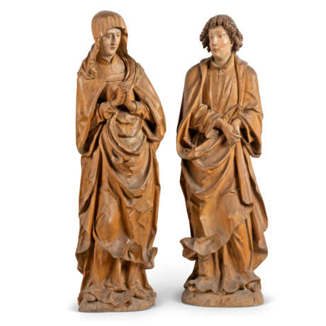 A PAIR OF LIMEWOOD FIGURES OF THE VIRGIN AND SAINT JOHN THE EVANGELIST - photo 1