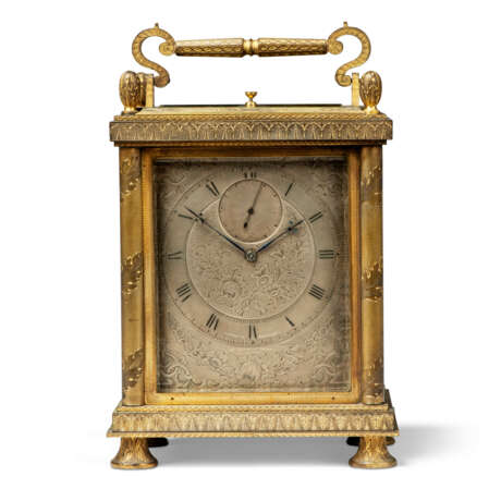A VICTORIAN GILT-BRASS ENGLISH CARRIAGE CLOCK WITH CENTRE SECONDS - Foto 1