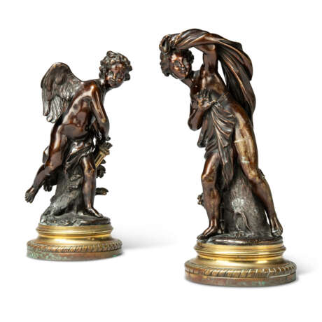 A PAIR OF FRENCH PATINATED-BRONZE FIGURES OF CUPID AND PYSCHE - photo 2