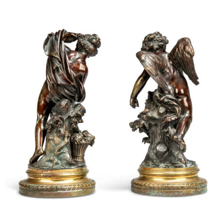 A PAIR OF FRENCH PATINATED-BRONZE FIGURES OF CUPID AND PYSCHE - photo 3