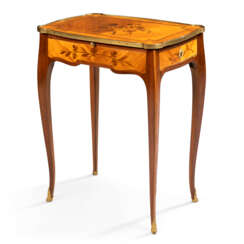 A LOUIS XV KINGWOOD, AMARANTH AND BOIS SATINEE MARQUETRY TABLE A ECRIRE