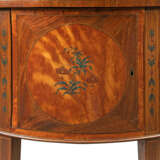 A LATE GEORGE III POLYCHROME-PAINTED, SATINWOOD AND MAHOGANY DEMI-LUNE COMMODE - фото 11