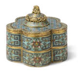 A CHINESE CLOISONNE ENAMEL AND GILT-BRONZE TWO-TIERED LOBED BOX AND COVER - photo 1