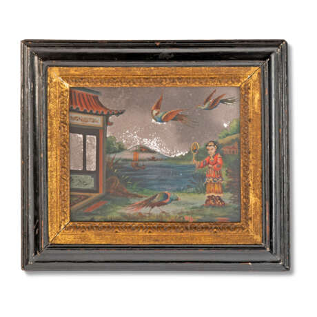 A NORTH EUROPEAN CHINOISERIE PAINTING-ON-GLASS - photo 1