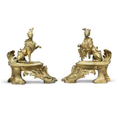 A PAIR OF EARLY LOUIS XV ORMOLU CHENETS