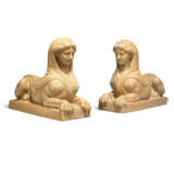 A PAIR OF TERRACOTTA RECUMBENT SPHINXES - фото 1