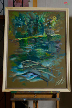 Flickering fireflies Canvas Oil paint Modern art Landscape painting 2014 - photo 1