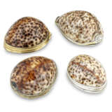 FOUR SILVER, SILVER-GILT AND GILT-METAL COWRIE SHELL SNUFF-BOXES - фото 1