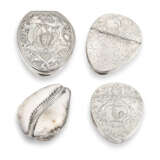 FOUR GEORGIAN SILVER AND SILVER-PLATED MOUNTED COWRIE SHELL SNUFF-BOXES - Foto 5