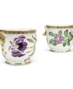 Derby Ceramic Factory. A PAIR OF DERBY PORCELAIN TWO-HANDLED BOTANICAL ICE-PAILS