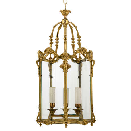 A LACQUERED BRASS HALL LANTERN - photo 2