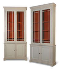 A PAIR OF WHITE-PAINTED BOARD BOOKCASES 