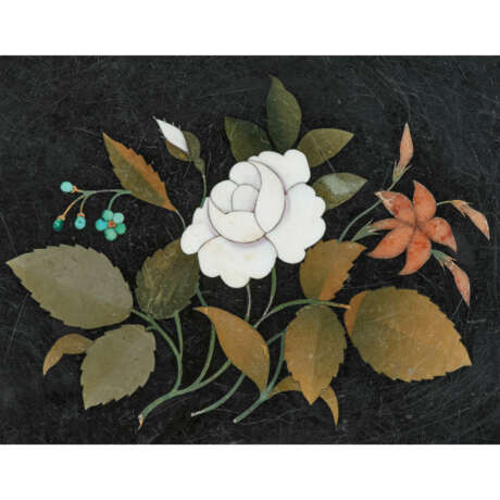 A GROUP OF FOUR RECTANGULAR FLORAL PIETRA DURA PAPERWEIGHTS AND PANELS - фото 13