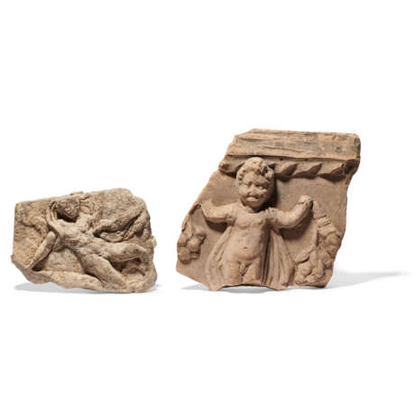 TWO ROMAN MARBLE AND TERRACOTTA FRAGMENTARY RELIEFS - photo 1