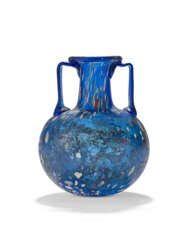 A ROMAN WHITE, RED AND BLUE SPLASHED GLASS AMPHORISKOS
