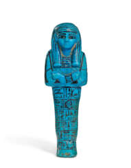 AN EGYPTIAN BRIGHT BLUE FAIENCE SHABTI FOR SETY I