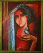 Нина Литвин (р. 1955). "Девушка с попугаем"