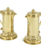 TWO GEORGE IV SILVER-GILT FLAGONS
