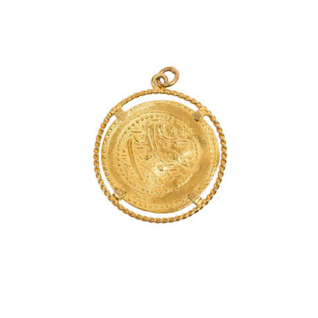 Islam - Goldmünze 19.Jh., gefasst als Anhänger in 716er Gold (Materialtest), - photo 1