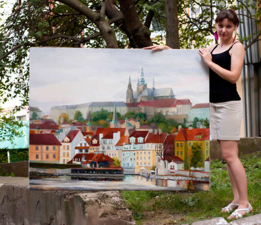 “Its Majesty Prague” Canvas Oil paint Realist Landscape painting 2014 - photo 2