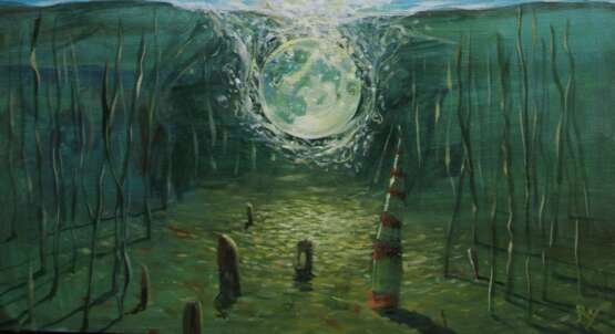 picture „Falling moon“, Öl auf Leinwand, Surrealismus, philosophical theme, Ukraine, 2022 - Foto 2