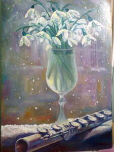 Carton, Peinture à l'huile, Néo-impressionnisme, Nature morte aux fleurs, Ukraine, 2010