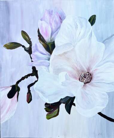 White Magnolia acrylic on canvas Acrylfarbe floral Finnland 2022 - Foto 1