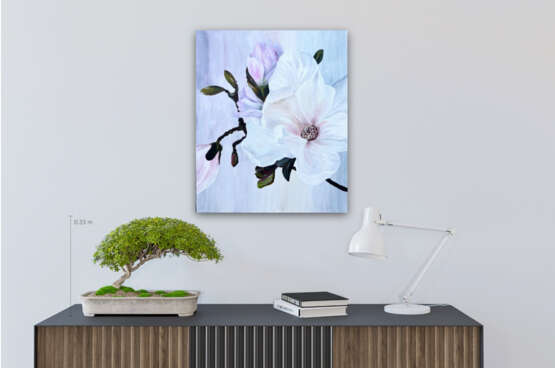 White Magnolia acrylic on canvas Peinture acrylique floral Finlande 2022 - photo 3